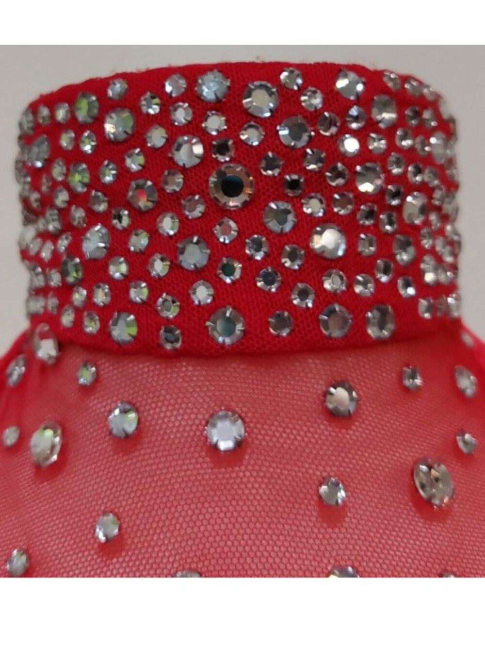 π₯SHOWSTOPPER!π₯VTG Velvet/ Rhinestones/ Mesh Bodycon Maxi Dress in Red - Picture 16 of 16